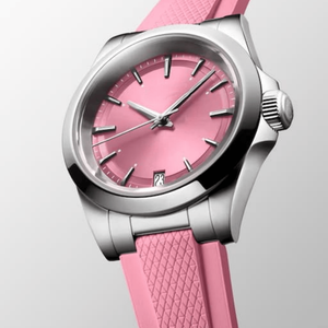 Montre mécanique automatique pour femmes avec index en forme de bâtonnets, bracelet en caoutchouc, affichage de la date, verre saphir, Longinesing - Product Image 2