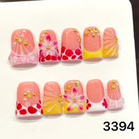 426-430 Faux ongles en acrylique réutilisables faits main, motif canard, 10 pièces, avec colle, design carré