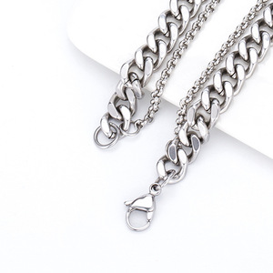 yunnique Minimalist <b>Titanium</b> Steel Double <b>Chain</b> Cross Necklace For Men Stainless Steel Geometric Design Fashion Pendant Jewelry - Product Image 4