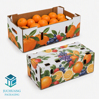 Boîte de présentation en carton ondulé robuste personnalisée de qualité alimentaire pour fruits, avec poignées découpées et logo sur mesure, vente en gros