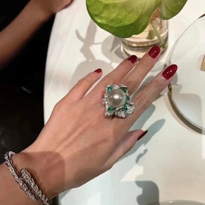 होंग कांग प्राकृतिक मोती 925 चांदी के तीन टुकड़े के ठीक गहनों में रिंग इयररिंग्स को भी शामिल किया गया है। - Product Image 3