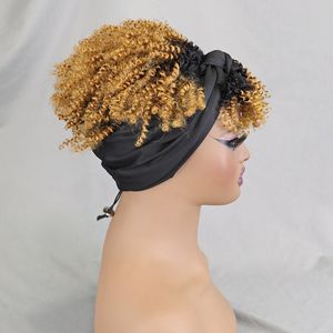 Nouvelle arrivée <span class=keywords><strong>foulard</strong></span> noir 100% <span class=keywords><strong>cheveux</strong></span> humains <span class=keywords><strong>Afro</strong></span> bouclés perruques crépus Curl perruque avec frange faite à la machine perruque bouclée courte <span class=keywords><strong>pour</strong></span> les femmes noires - Product Image 4