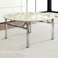 Table ronde pliante moderne de 6 pieds pour banquets d'hôtel, mariages, restaurants à usage commercial, mobilier en acier inoxydable pour 10 personnes