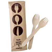 Ustensiles jetables résistants à la chaleur pour soupes chaudes, cuillères, fourchettes et couteaux en bois de bouleau naturel, compostables, packs pour la restauration