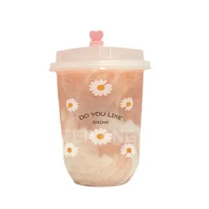 Biểu Tượng Tùy Chỉnh 16Oz 20Oz 22Oz 24Oz Rõ Ràng In Trà Bong Bóng Hình Chữ U Pet Cốc Nhựa Dùng Một Lần Với Chèn Dome Nắp