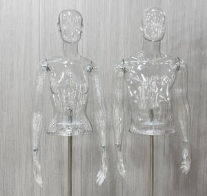 Mannequin de Torse Féminin Personnalisé Transparent avec Base Métallique, <span class=keywords><strong>Buste</strong></span> en Plastique Clair pour Présentation - Product Image 4