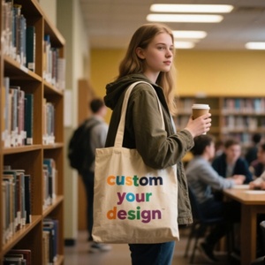 Sac fourre-tout en coton sergé réutilisable et écologique avec logo personnalisé imprimé, couleurs personnalisables pour toutes les saisons - Product Image 3