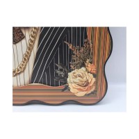 Décoration murale Art Déco moderne avec cadre ondulé, motif Tigre Gentleman, cadre en plastique 40x50cm, plusieurs couleurs, impression manuelle, à suspendre