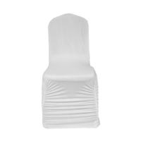 Housses de chaise blanches extensibles en spandex, froncées, avec volants et nœuds, pour événements