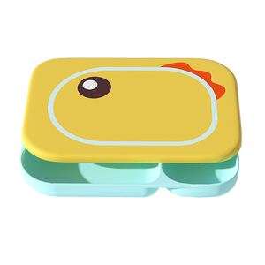 2022 new arrival baby plastic plates with lid kids feeding tableware cute shape plate