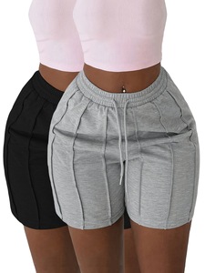 Shorts <span class=keywords><strong>de</strong></span> <span class=keywords><strong>sport</strong></span> vintage <span class=keywords><strong>en</strong></span> <span class=keywords><strong>coton</strong></span> surdimensionnés pour femmes, style streetwear, brodés sur mesure, avec cordon <span class=keywords><strong>de</strong></span> serrage à la taille, pour le cyclisme - Product Image 2