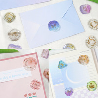 Lot d'autocollants de sceau de cire Shanle, scellés d'enveloppe 3D style Ins couleur bonbon, papeterie mignonne pour enfants, filles, journal et scrapbooking