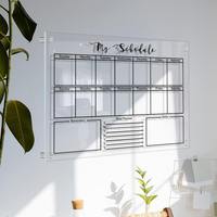 Aimant de réfrigérateur rectangulaire en acrylique haute transparence de 3 mm d'épaisseur, calendrier, planificateur hebdomadaire, tableau blanc décoratif, ensemble multi-pièces pour usage domestique
