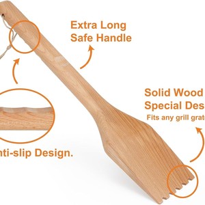 Raspador de barbacoa de madera simple con mango largo. Utensilio de cocina de madera, raspador de barbacoa de mango largo. - Product Image 4