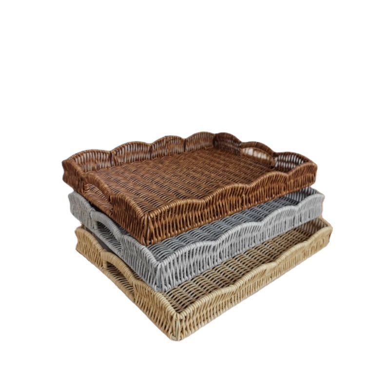 Wicker Rattan Scalloped Edge Durable Vintage
