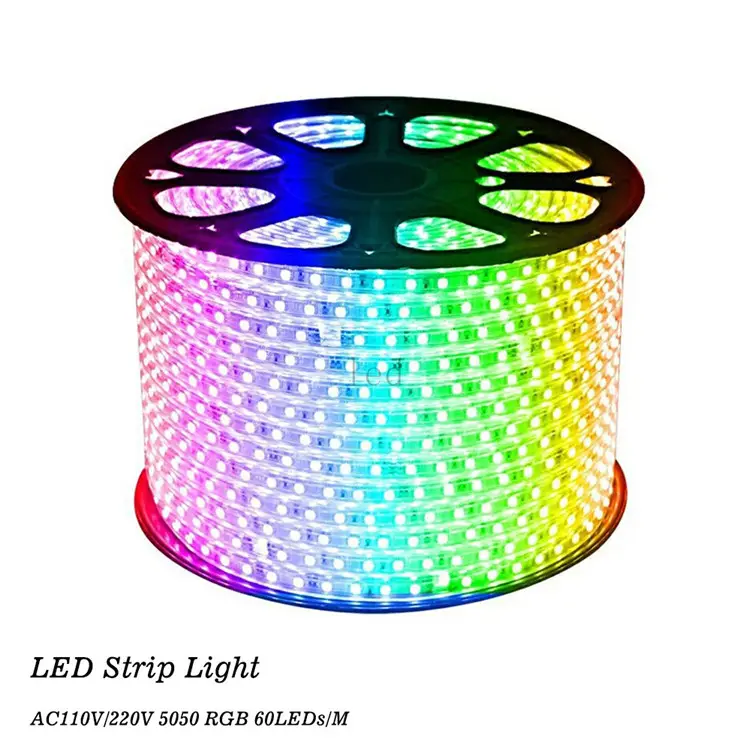 5050 Rood Blauw Groen 100M Hoogspanning 220V Led Strip Licht Waterdicht IP67 5050 60 Led/M flexibele Strip