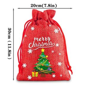 Bolsa de Arpillera Grande de 20x30cm con Logotipo Navideño, Bolsa de Lino Personalizada para Regalos, Ideal para Empacar Dulces, Juguetes y Regalos de Navidad - Product Image 3