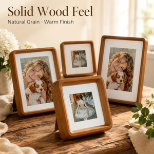 5x5cm Rounded <b>Corner</b> Square Wooden <b>Photo</b> Frame, Tabletop Wall Mount Picture Frame, 4 Colors Walnut Black White Oak, Custom Sizes - Product Image 3
