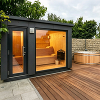 Sauna infrarouge moderne haute performance avec bois de pruche, aluminium et économie d'énergie pour centre de bien-être de villa haut de gamme