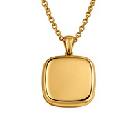 Collier pendentif carré en forme de coquille, chaîne à maillons dorée en acier inoxydable, bijoux de mode pour femme, cadeau, usage quotidien