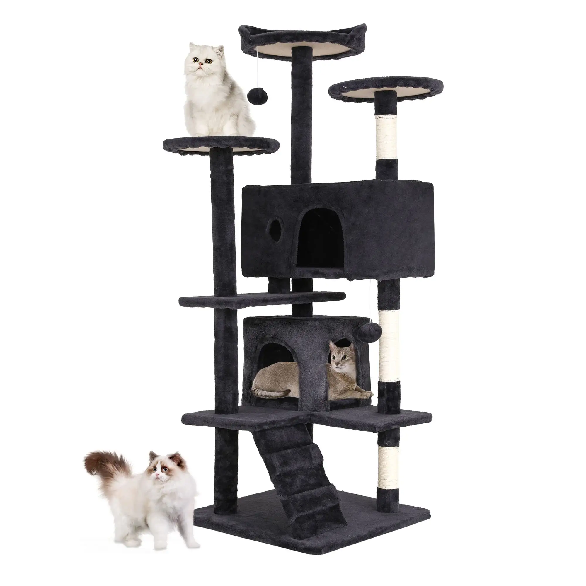Multi-Level Furniture Activity Center House Condo Funny Toys Kittens Pet Play House Cat Tree Tower for Indoor Cats