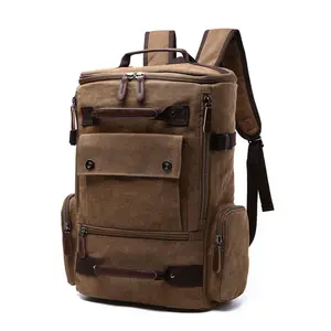 Rucksack Men's Backpack Large-capacity Computer Bag Leisure Multi-purpose 16oz washed canvas Travel Bag Vintage Backpack