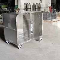Jaula Doble Personalizada de Acero Inoxidable para Perros, Jaulas Veterinarias de Dos Compartimentos, Jaula de Hospedaje Clínico
