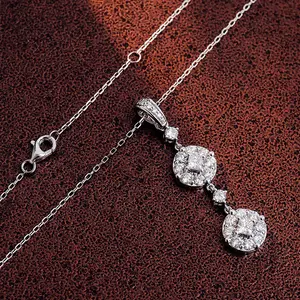 Wholesale Price Diamond 14K Solid Gold Necklace Fine Jewelry VVS DEF Color Moissanite Round Brilliant Cut Necklaces For Women