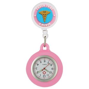 Retractable Hospital Medical Icon Love Stethoscope Cartoon Nurse Doctor Pocket Watch Hang Clips Badge Reel Quartz Watches <b>Clock</b> - Product Image 2