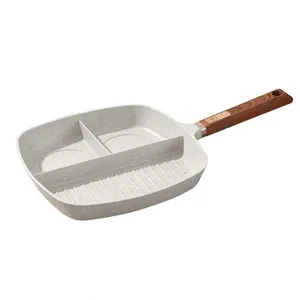 Aluminum Breakfast Egg Omelet Frypan 3 in 1 granite frying pan Non stick Divided Grill Pan