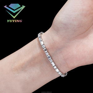 925 Sterling Sliver 18k Gold Plated VVS D Color Moissanite Emerald Cut Pass Diamond Tester GRA Certificate Tennis <b>Bracelet</b> Gift - Product Image 5