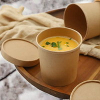 Gobelets/Bols à Soupe en Papier Kraft/Blanc Écologiques de Qualité Alimentaire à Paroi Simple avec Couvercles pour Nouilles et Biscuits (8oz-32oz) – Vente en Gros