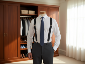 สายเอี๊ยมลายเส้นบาง กว้าง 2.5 ซม. หัวเข็มขัดเหล็ก สำหรับผู้ชาย ชุดทางการ - Product Image 2