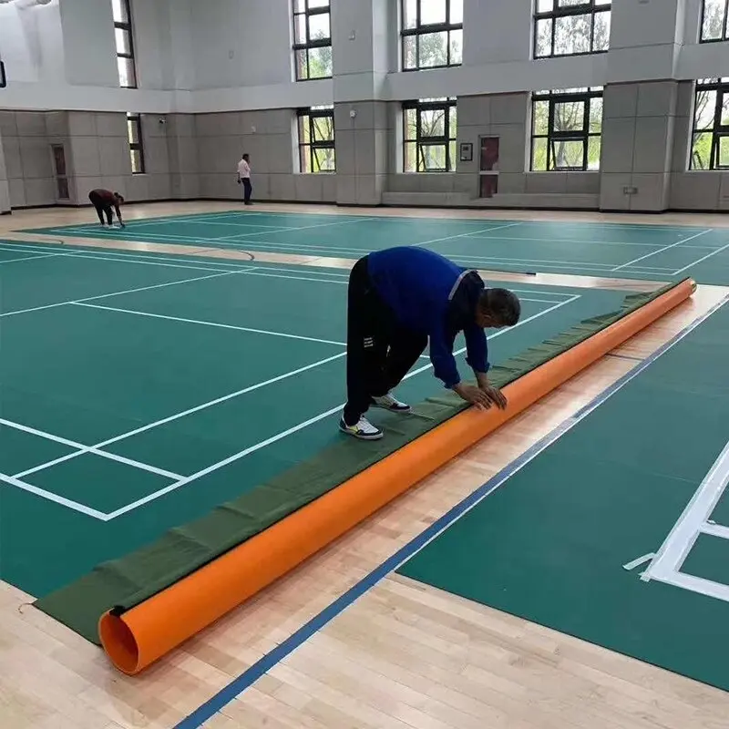 UV coating PVC plastic sport floor indoor sport court for badminton Color customized
