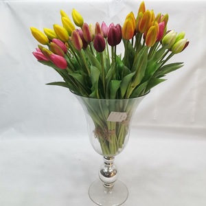 Senmasine falso PU tulipán naranja púrpura blanco rosa amarillo flores artificiales ramo <span class=keywords><strong>tulipanes</strong></span> para el hogar Decoración de la boda proveedores - Product Image 4