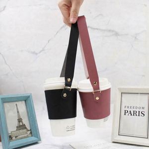 Reusable High Quality Modern Three-Layer Folding Cylinder PU Leather USA Mairun Cup Holder Strap Handle Tie Portable <b>Drink</b> - Product Image 2