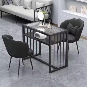 Factory Direct Sale Luxury <b>Nail</b> <b>Tables</b> Glass Salon Furniture <b>Nail</b> <b>Tables</b> and Chairs Sets - Product Image 4