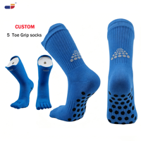 Chaussettes de football professionnelles antidérapantes à cinq doigts, chaussettes de performance d'élite pour le football athlétique