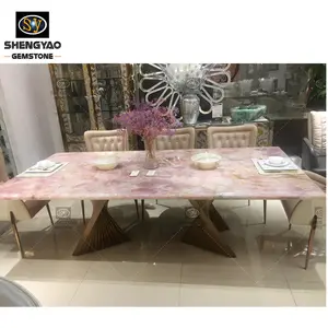20 millimetri di quarzo rosa lastre tavolo da pranzo set quarzo rosa vassoio/pietra preziosa lastra