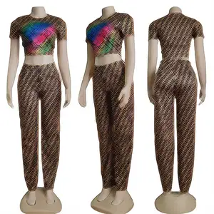 Q6024 Boutique Luxe Branded Casual Black Crop Tops African Print Cute Crop Top Summer Clothes 2 Piece Set Women Crop Top