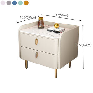 Mesita de Noche Moderna de Lujo con Dos Cajones, Mesita de Noche de Pizarra con Esquinas Redondeadas - Product Image 3