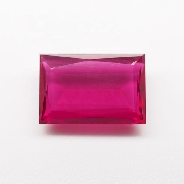 Zhongshi Gems Factory Price Rectangle Cut Synthetic Ruby Heat Treated Gemstone with Color Play or Fire From China for Sale