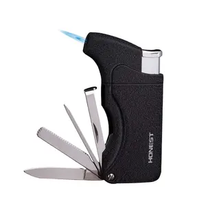 Honest Brand butane inflate lighter with knife and tools multi function single flame torch jet lighters