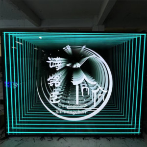 2025 Tùy Chỉnh 3D Ngàn Lớp Gương Vực Thẳm Gạch Vô Hạn Đường Hầm Tempered Neon Ánh Sáng Thủy Tinh Cho Quảng Cáo Nền Tường - Product Image 4