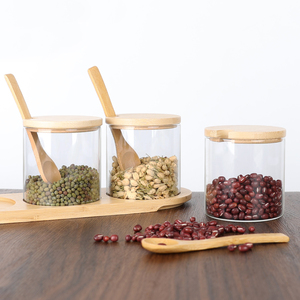 Oem/ODM bán buôn kín bếp thủy tinh lưu trữ thực phẩm gia vị lọ với gỗ tre Nắp - Product Image 3