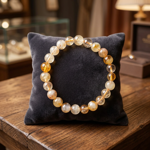 Bracelet en perles de citrine naturelle, pierre de quartz classique, bijoux unisexe, cadeau - Product Image 2