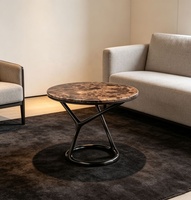 Table d'appoint en bronze noir italien, table d'angle moderne de luxe avec plateau en marbre, meuble durable pour salon, décoration intérieure, table d'appoint décorative