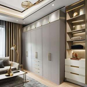 Armoires YAMAN pour chambre à coucher, armoire autoportante à 4 portes, designs intérieurs, vêtements, PVC, placard moderne, armoire en bois massif, sur mesure - Product Image 1