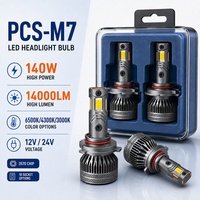Kit de phares LED Turbo PCS-M7 140W 14000LM, luminosité extrême, puce 3570, H7 H11 9005 9006, homologué DOT E-mark FMVSS, 12V 24V