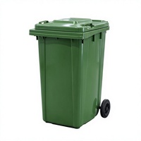 Poubelle à roulettes de 240 L, bac à déchets carré en HDPE, couvercle rabattable, poubelle à deux roues pour le nettoyage urbain extérieur